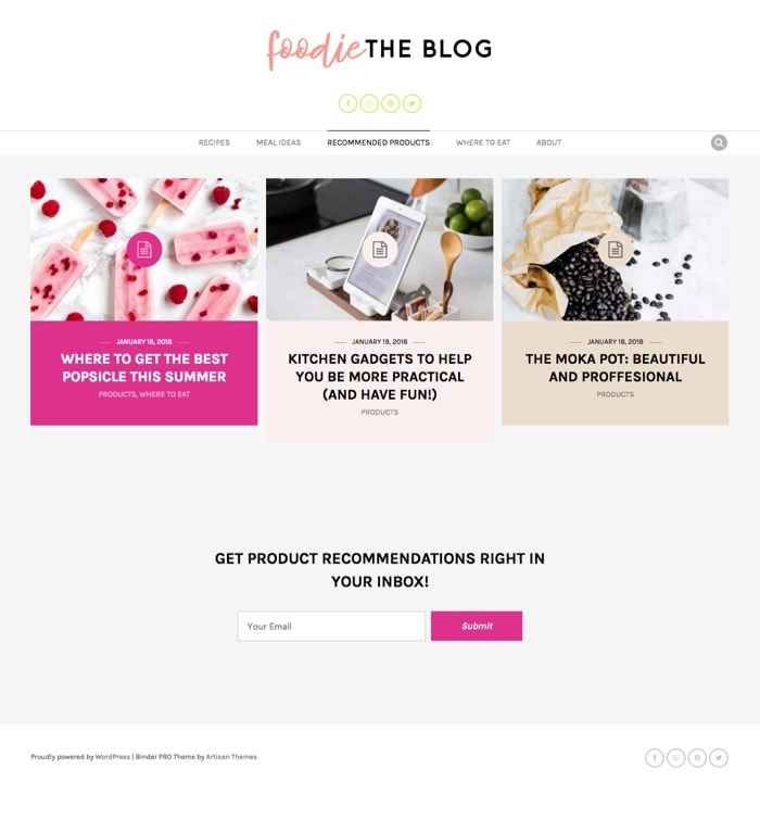 Foodie – By Binder PRO WordPress Theme